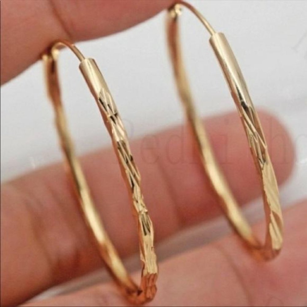 NEW 18K Gold Hoop Earrings, beautiful Earrings, cute Earrings